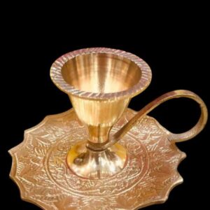 Skywalk Hand Crafted Metal Brass Candle Stand With Handle
